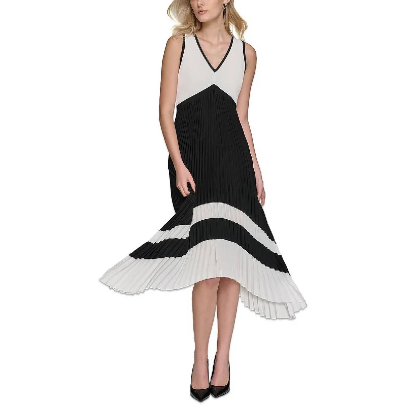 Chic Styles Karl Lagerfeld Paris Womens Crepe Shutter Pleat Midi Dress