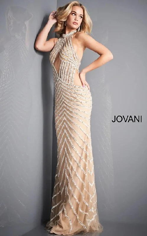 Trendy Women’s Outfits for Casual Wear Jovani 00817 Halter Long Evening Prom Dress