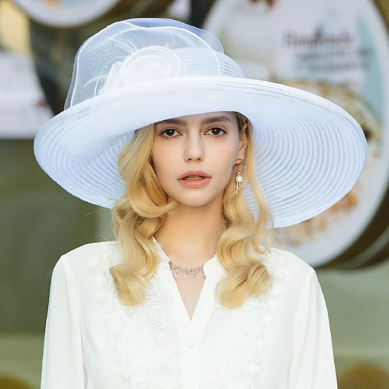 Chic Women’s Clothing DingJiDress Hats Fiber Bucket Hat Floppy Hat Wedding Tea Party Elegant Wedding With Floral Pure Color Headpiece Headwear