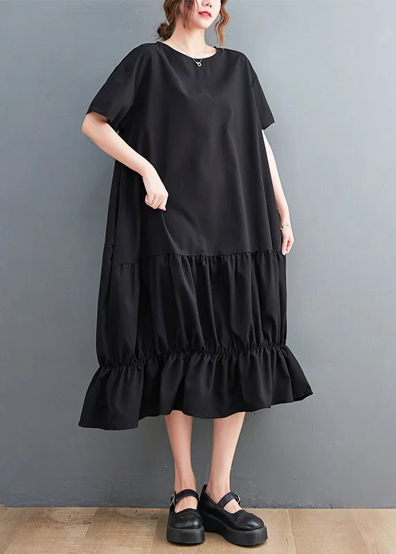 Must-Have Women's Fashion At The Lowest Prices Modern Black Oversized Patchwork Wrinkled Cotton Dresses Summer Must-Have Women's Fashion At The Lowest Prices Modern Black Oversized Patchwork Wrinkled Cotton Dresses Summer