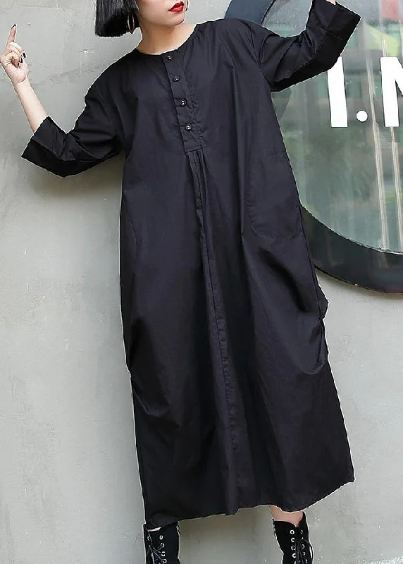 Fashion-Forward Looks At Low Prices Simple black cotton quilting dresses o neck Cinched Maxi summer Dresses Fashion-Forward Looks At Low Prices Simple black cotton quilting dresses o neck Cinched Maxi summer Dresses