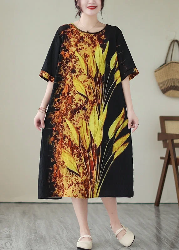 Limited-Stock Sale – Stylish Outfits At Lower Prices Classy Black Oversized Print Silk Holiday Dresses Summer Limited-Stock Sale – Stylish Outfits At Lower Prices Classy Black Oversized Print Silk Holiday Dresses Summer