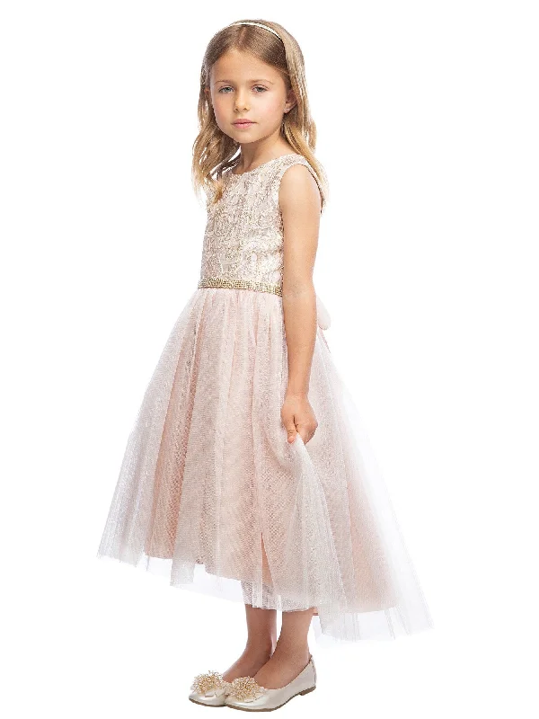 Women Clothing Girls Embroidered Tulle Overlay Rhinestone Christmas Dress 6M-16