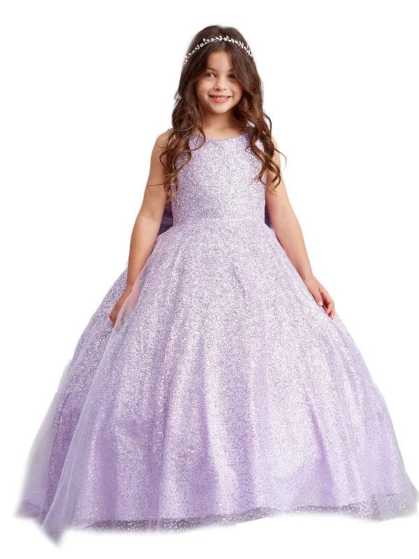 Trendy Aesthetics Little Girls Lilac Sparkling Glitter Tulle Ombre Flower Girl Dress 2-6