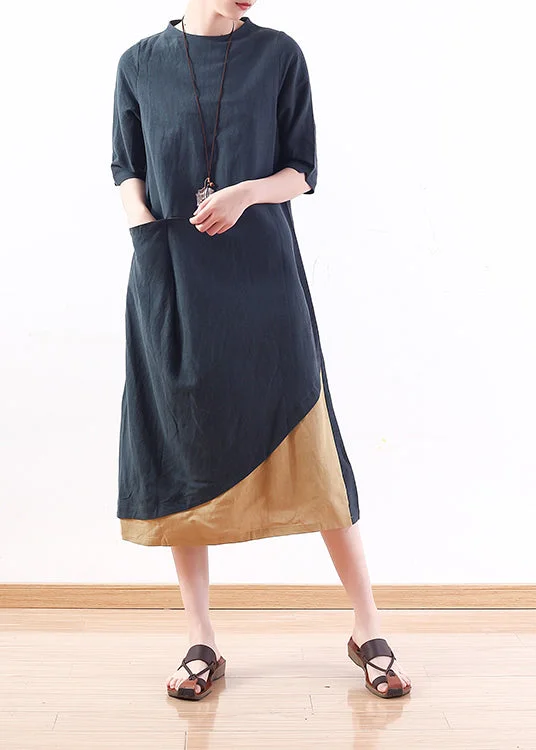 Classic Chic Deals Simple green linen cotton clothes For Women Vintage Tutorials patchwork A Line summer Dress Classic Chic Deals Simple green linen cotton clothes For Women Vintage Tutorials patchwork A Line summer Dress