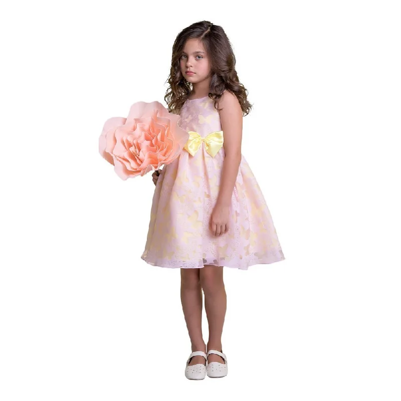 Rocker Chic Fashion Kids Dream Little Girls Pink Yellow Butterfly Burnout Organza Easter Dress 2-6