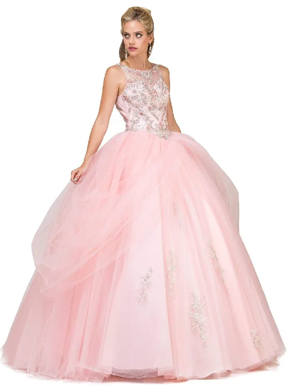 Online Shopping Boutiques Dancing Queen - 1179 Jeweled Draped Illusion Ballgown