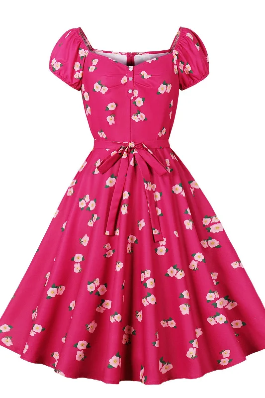 Trend Setting Threads Hot Pink Floral Sweet Swing Dress