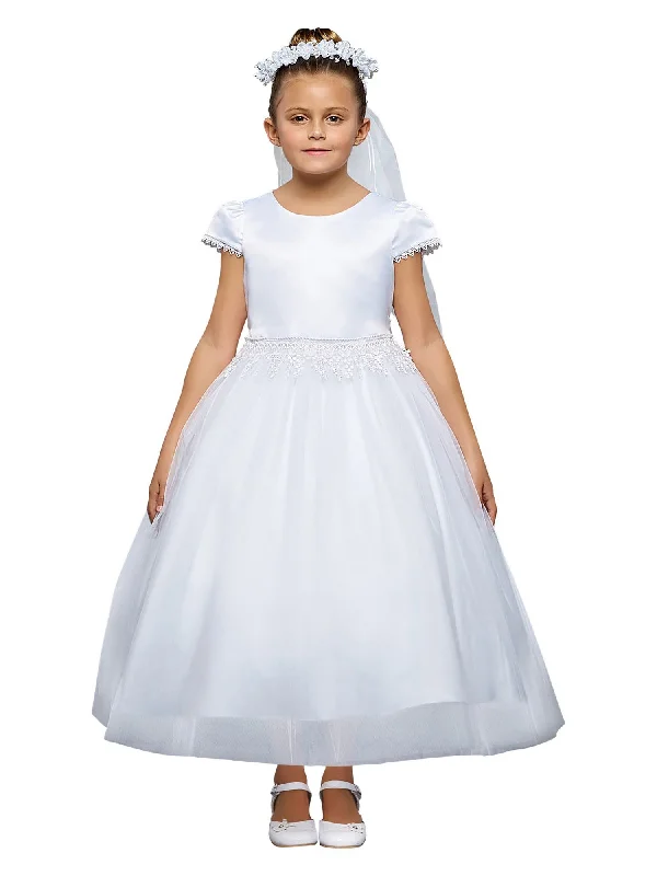 Sales For Clothes Big Girls White Embroidery Chandelier Trim Communion Dress 8-16