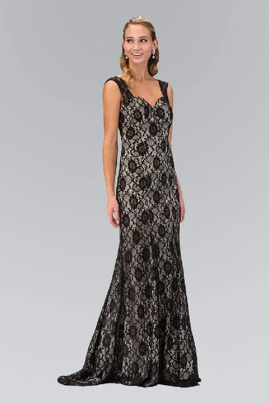 Discount Store Elizabeth K - GL1396 Long Contrast Lace Sheath Gown