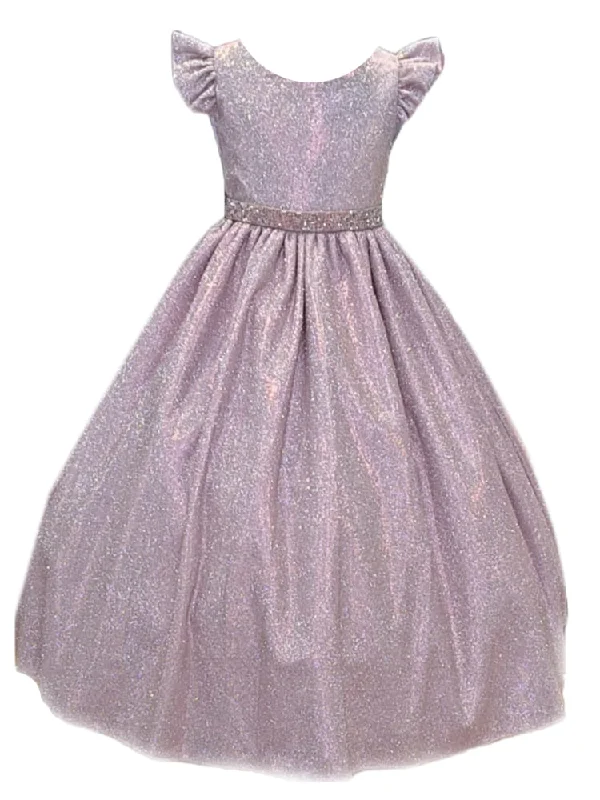 Hot Brand Discounts Little Girls Light Pink Metallic Flutter Sleeve Flower Girl Dress 2-6