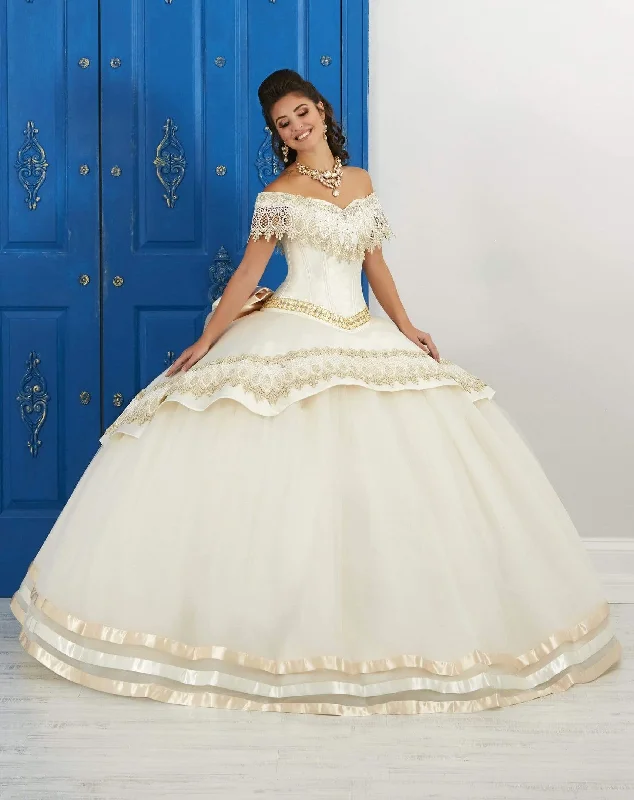 Sale Clearance LA Glitter - 24046 Lace Applique Off-Shoulder Mikado Tulle Ballgown