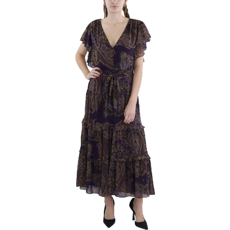 Trendy Women's Wear Lauren Ralph Lauren Womens Paisley Tea Length Midi Dress