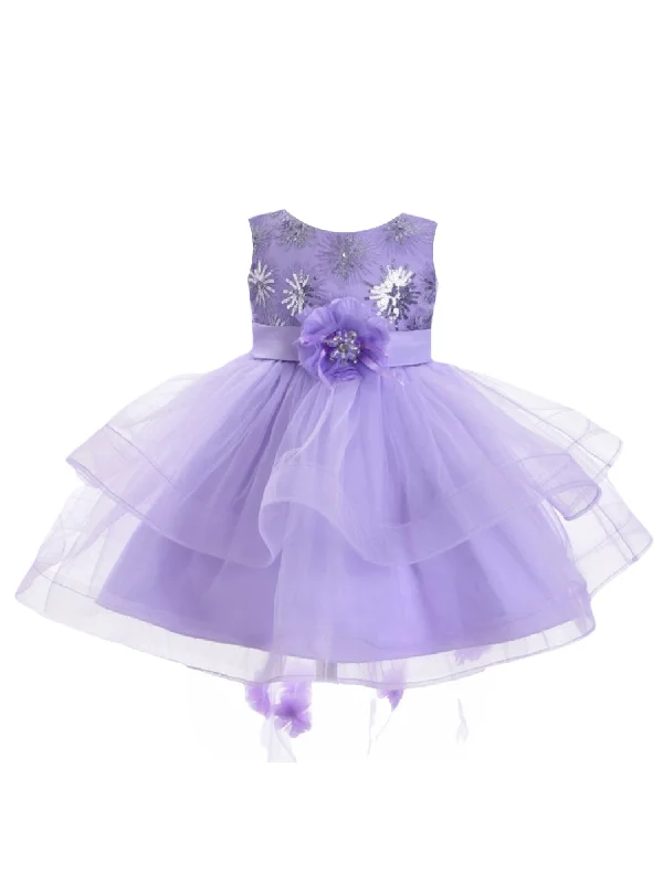 Comfortable Chic Little Girls Lilac Two Layer Tulle Skirt Flower Girl Dress 2T-4T