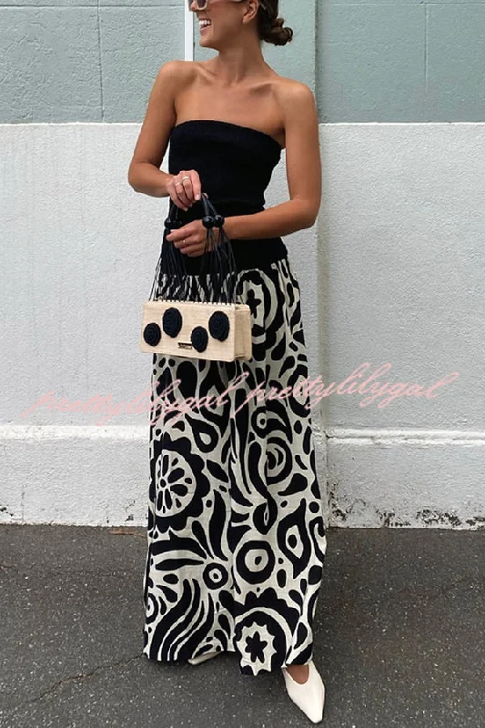 Exclusive Online Sale Gina Contrast Color Unique Print Strapless Stretch Maxi Dress