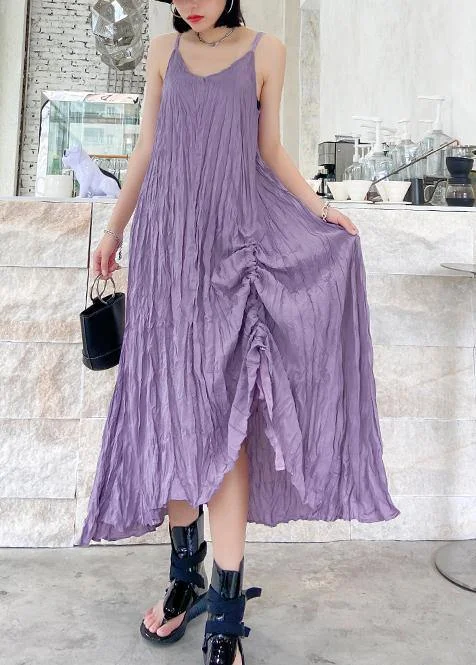 Seasonal Style Discounts Classy Spaghetti Strap drawstring cotton summer dresses Runway purple A Line Dresses Seasonal Style Discounts Classy Spaghetti Strap drawstring cotton summer dresses Runway purple A Line Dresses