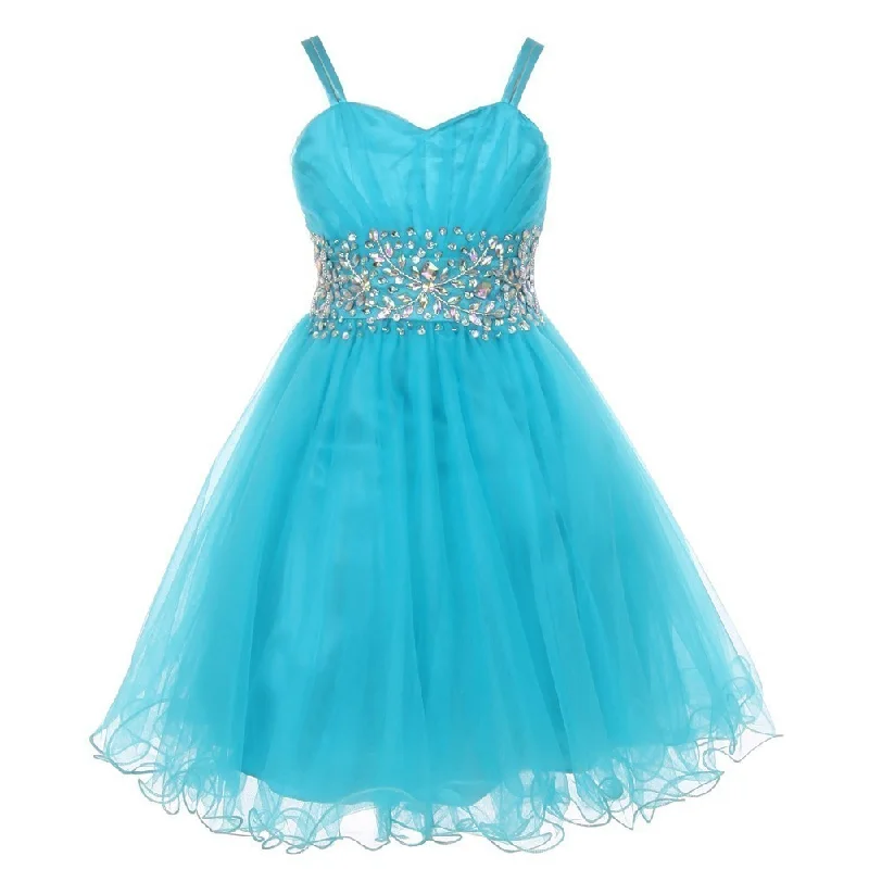 Flash Sale Starts Little Girls Jade Stone Encrusted Pleated Tulle Party Dress 2-6