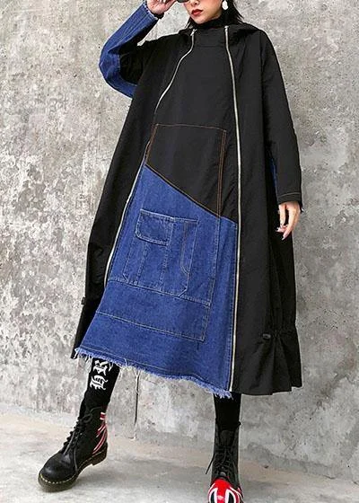 Chic Style Discounts Italian hooded zippered cotton drawstring quilting clothes Runway black A Line Dress Chic Style Discounts Italian hooded zippered cotton drawstring quilting clothes Runway black A Line Dress