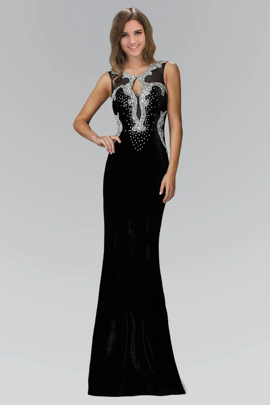 Trendy Online Boutiques Long Velvet Formal Black Prom Evening Dress