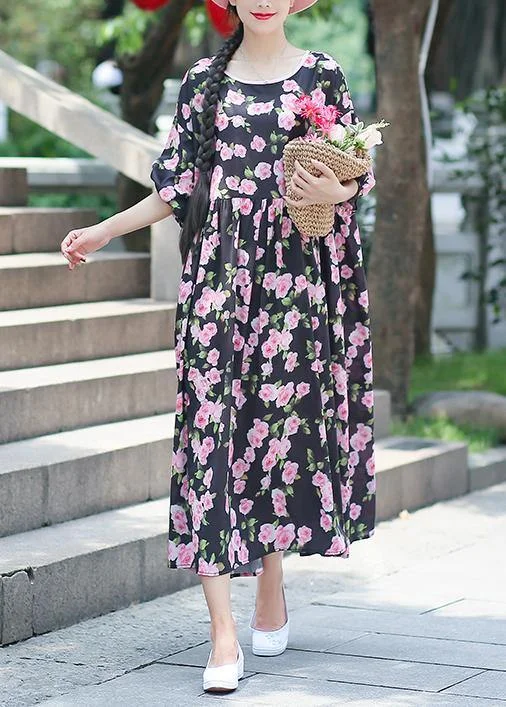 Plus-Size Women's Clothing Beach Black Print Chiffon Clothes Plus Size Ideas O Neck Half Sleeve Summer Dress Plus-Size Women's Clothing Beach Black Print Chiffon Clothes Plus Size Ideas O Neck Half Sleeve Summer Dress