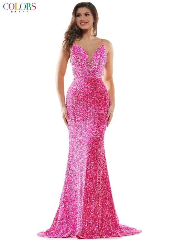 Weekend Exclusive Colors 2459 Colors Prom Long Spaghetti Strap Formal Dress