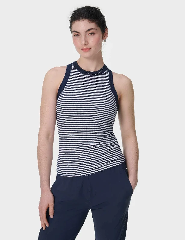 Catch Every Fashion Trend Harper Racer Vest - Navy White Stripe