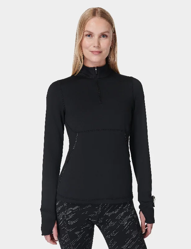 Trendy Urban Attire Therma Boost Running Half Zip - Black