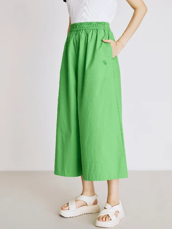 Chic & Cozy Collection Fruit Green Cotton Wide Leg Pants