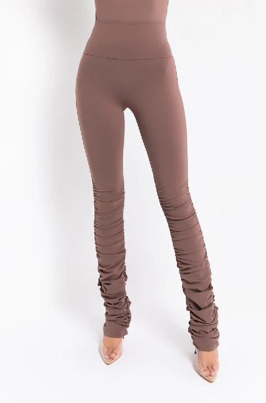 Fresh Styles, Fresh Deals SNATCHED STACKED HIGH RISE LEGGING LIGHT BROWN