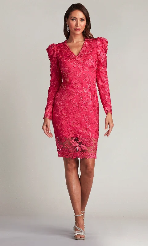 Winter Wardrobe Clearance Tadashi Shoji BRX22416M - Long Sleeve Embroidered Midi Dress