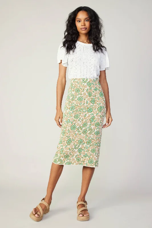 Break Fashion Norms Floral Knit Midi Skirt