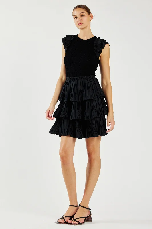 Style Breakthroughs Pleated Skirt Sweater Dress