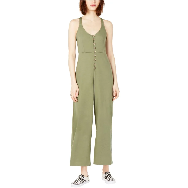 Urban Femme Streetwear Project 28 Womens Solid Button-Up Jumpsuit