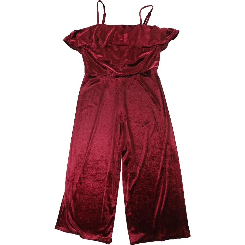 Stylish Savings Avec Les Filles Womens Velvet Jumpsuit, Red, 8