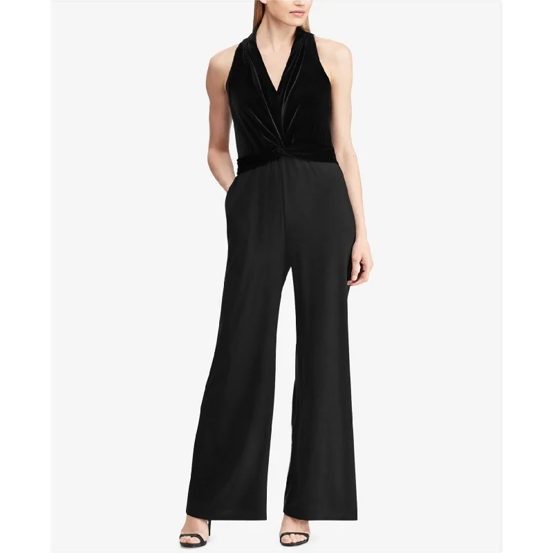 Colorful Clothing American Living Womens Velvet Jumpsuit, Black, 2