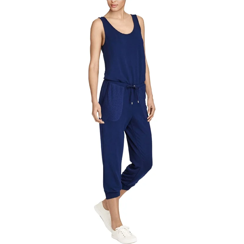 Everyday Wear Ralph Lauren Womens Waist-Tie Jumpsuit, Blue, Large