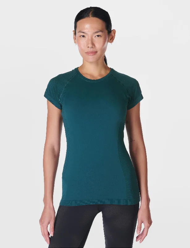 Casual Fashion Athlete Seamless Gym T-Shirt - Deep Green