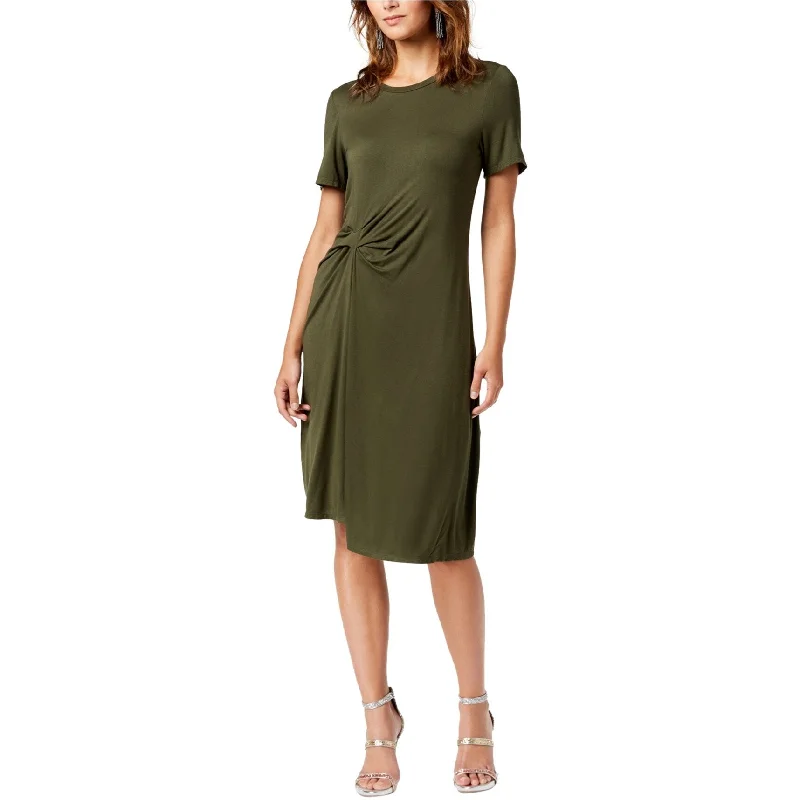 Athleisure Wear Rachel Roy Womens Draped Front Asymmetrical Midi Dress