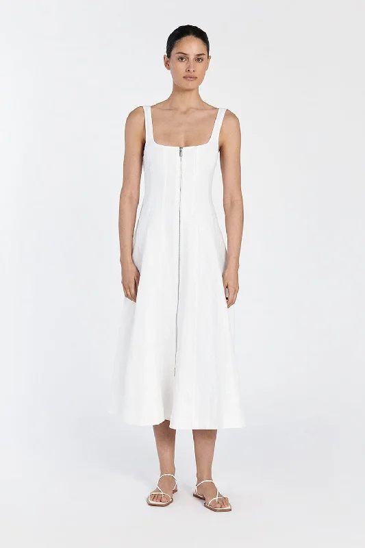 Casual Women’s Clothing HARRIET WHITE LINEN MIDI DRESS