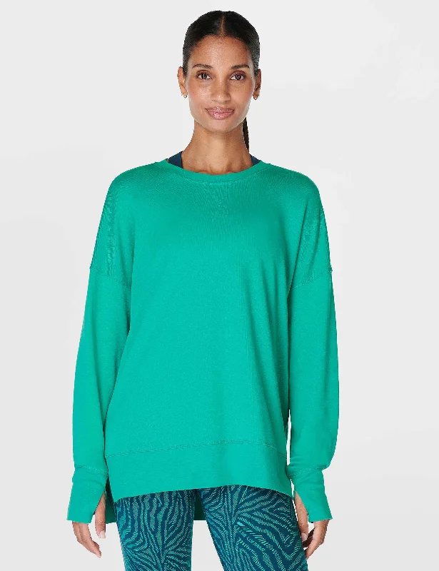 Trendy Women's Collection After Class Longline Sweatshirt - Gem Green