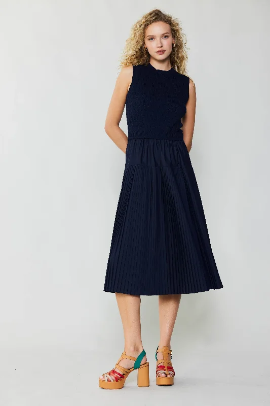 Chic Trends Unveiled Pleated Skirt Sweater Dress