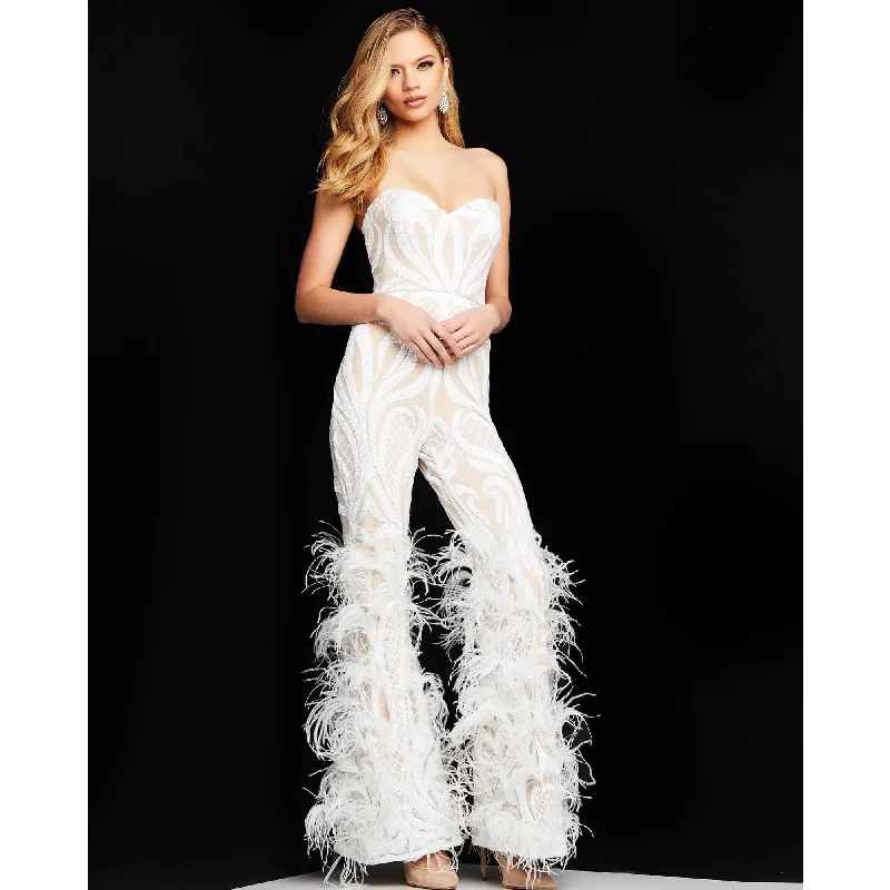 Day To Night Styles Jovani White Strapless Evening Jumpsuit 05669