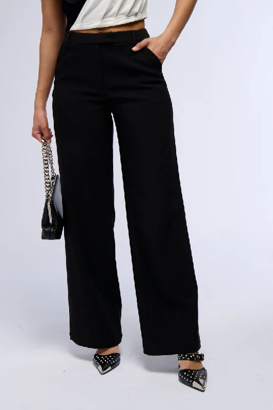 Pastel Styles ABOUT MY CASH STRAIGHT LEG WOVEN TROUSER IN BLACK